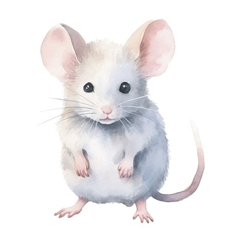 Watercolor mouse. Vector illustration with hand drawn mouse, rodent ...