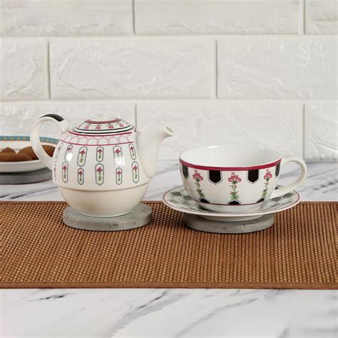 Buy Clay Craft India Circus Rosa Eden Elizabeth Multicolour Ceramic Tea ...