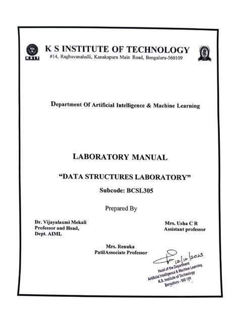 BCSL305 DATA STRUCTURES LABORATORY SYLLABUS & EXPERIMENTS - Studocu