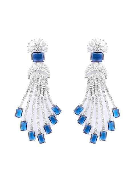Contemporary Blue American Diamond Drop Earrings – Priyaasi