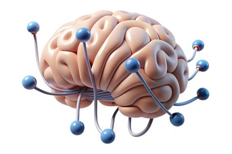 Flat suspended ai brain with neural pathways on an isolated white ...