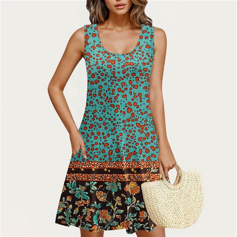 Lorytime Womens Sundresses Mini Summer with Pocket Sleeveless Tank ...