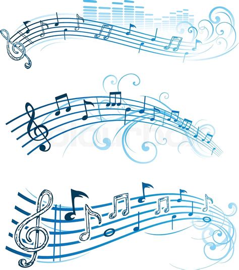 Music notes on staves | Stock vector | Colourbox