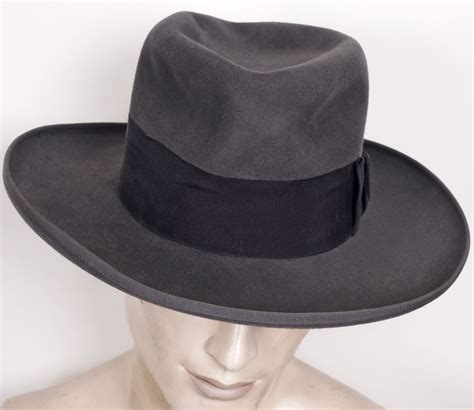 1930s Wide Brimmed Fedora by Huckel Czechoslovakia Gray Mens Hat 7 1/4 ...