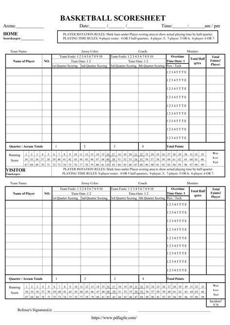 Free Basketball Score Sheets Printable | FREE Printable