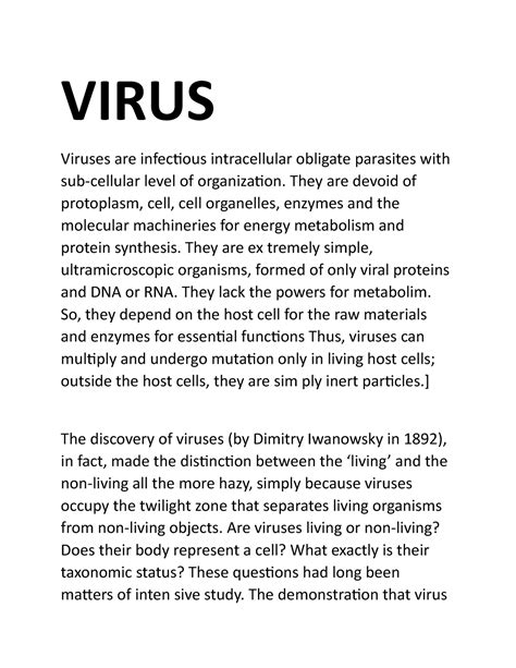 Virus- introduction. Easy biology - VIRUS Viruses are infectious ...