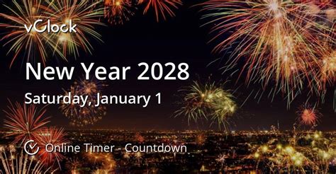 When is New Year 2028 - Countdown Timer Online - vClock