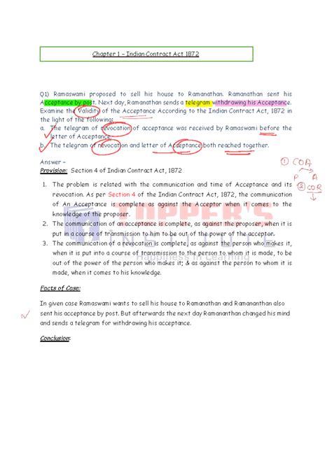 Contract Law QB: Indian Contract Act 1872 - Key Cases & Provisions ...