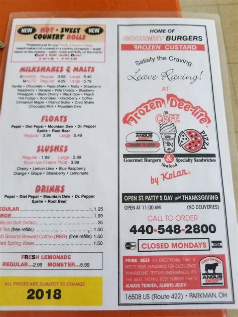 Carta de pizzería Frozen Dee Lite, Parkman