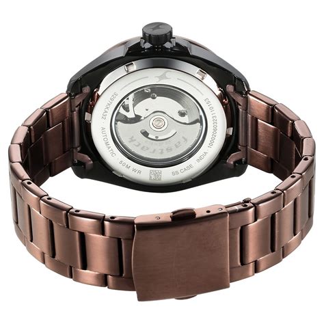 Buy Online Fastrack Automatics Black Dial Brown Stainless Steel Strap ...