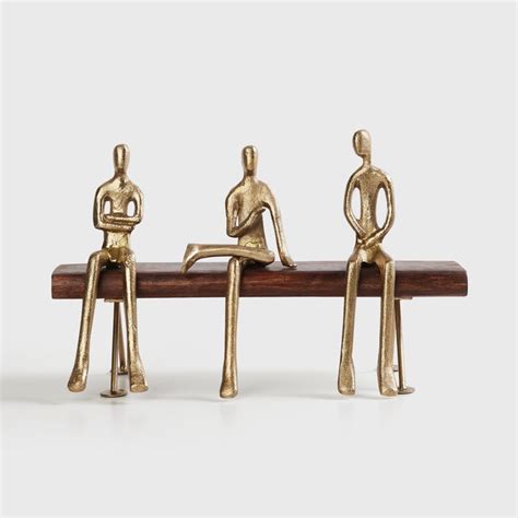 Buy Fiesta Gold Sculpture Sitting Table Accent With Wood Base from Home ...