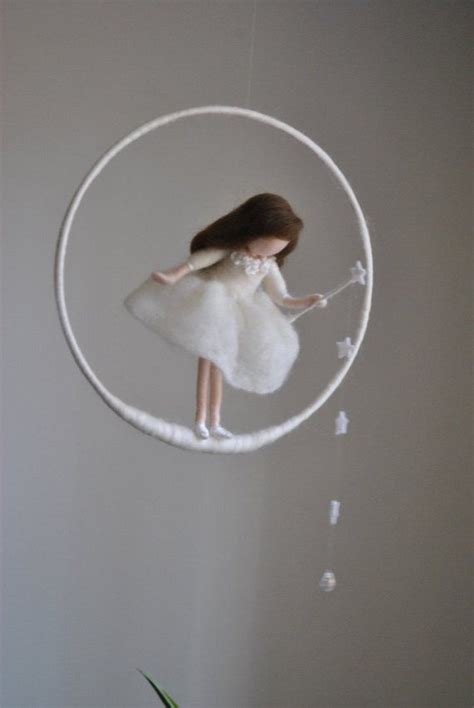 Wool Doll Nursery Mobile / Wall Hanging Waldorf Inspired : White Fairy ...