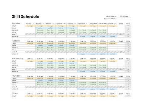 Employee Shift Schedule Excel Template | Monthly schedule template ...