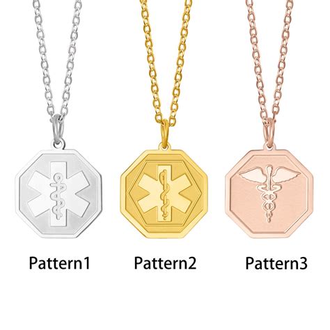 Personalized Medical Alert Necklace, Engraved Medical ID Tag Emergency ...