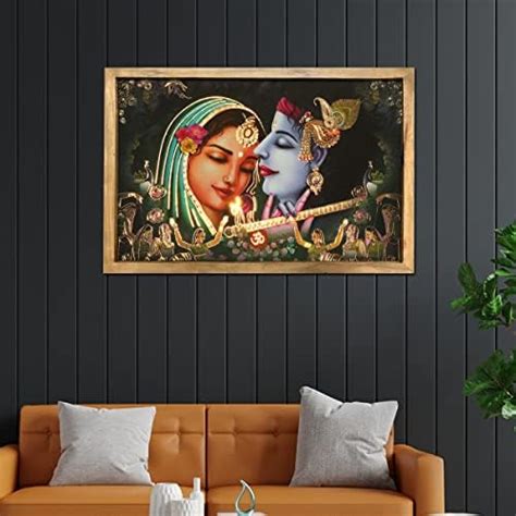 Perpetual Radha Krishna Painting With Frame - 3d Scenery Wall Painting ...