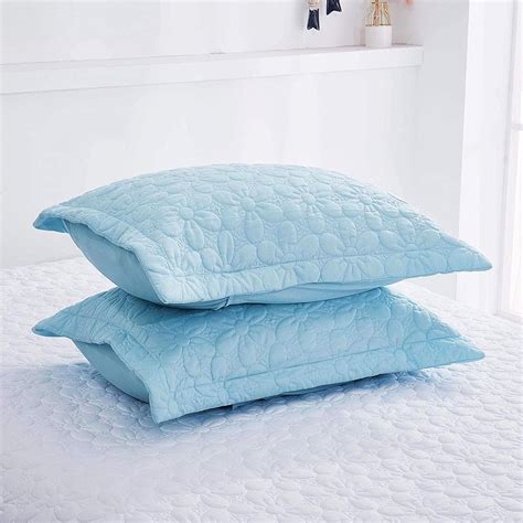 Set of 2 Pillow Shams Standard Size Floral Quilted - Perfect for ...
