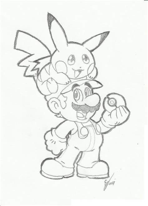 Image result for Mario Pikachu Drawing