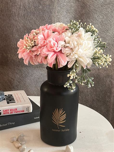Buy | Pink & Off White 2 Pieces Artificial Chrysanthemum | Tied Ribbons