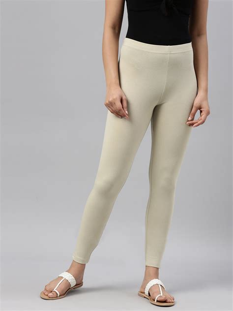 Green Mist Cotton Stretch Ankle Length Leggings – Go Colors India
