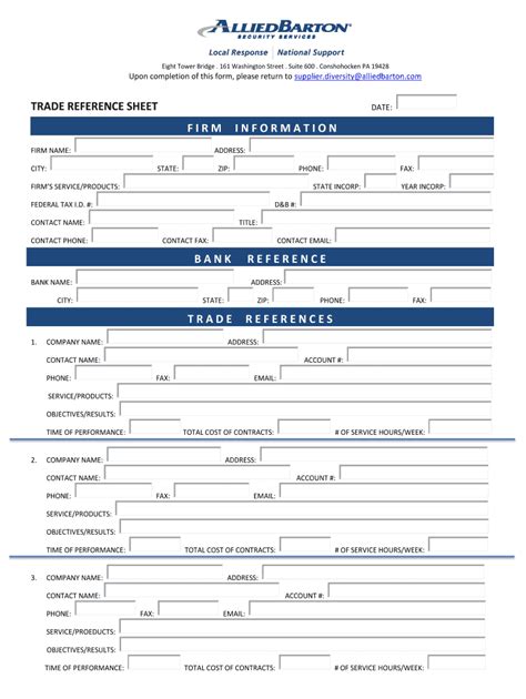 Allied Barton Trade Reference Sheet - Fill Out, Sign & Share Online ...