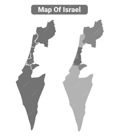 Premium Vector | Greyscale Israel political map with borders outline style vector illustration set
