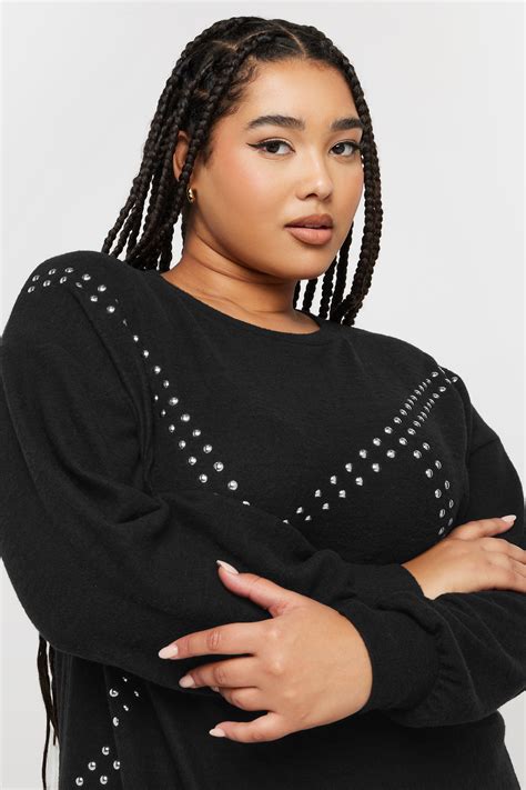 YOURS Plus Size Black Stud Jumper Dress | Yours Clothing