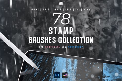 Stamp Brushes Collection for Photoshop and Procreate on Yellow Images ...