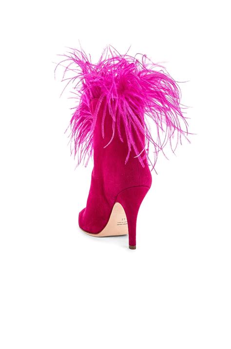 Paris Texas Suede Stiletto Ankle boot with Marabou Feathers in Fuchsia ...