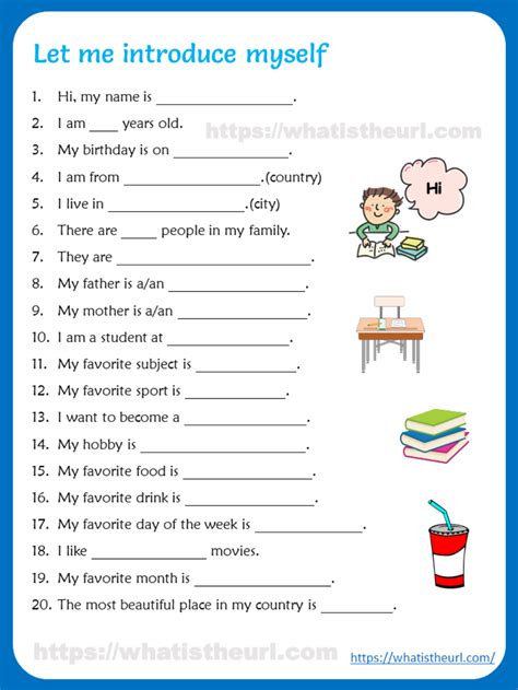 Image result for Self Introduction Worksheet