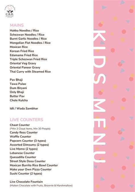 Celebrations By Kilo : Kids Menu