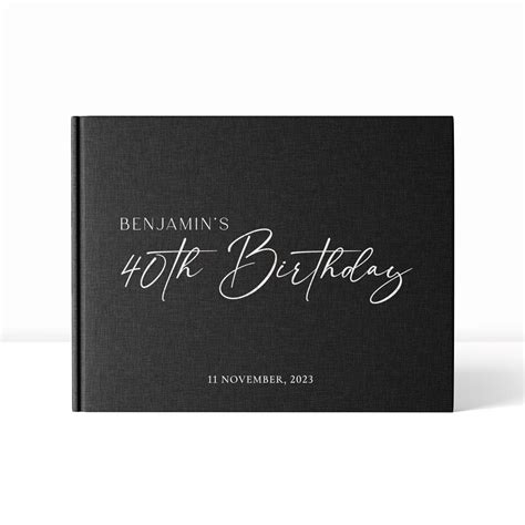 Birthday Guest Book | Birthday Gift | 40th Birthday | Guestbook | Linen ...