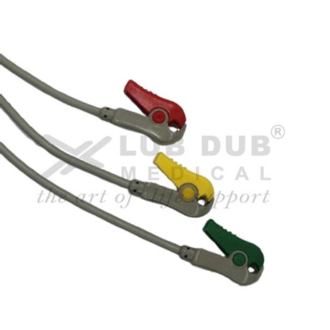 3 Lead ECG Cable Compatible with Physio-Control LP20 12 Pin Clip Type ...