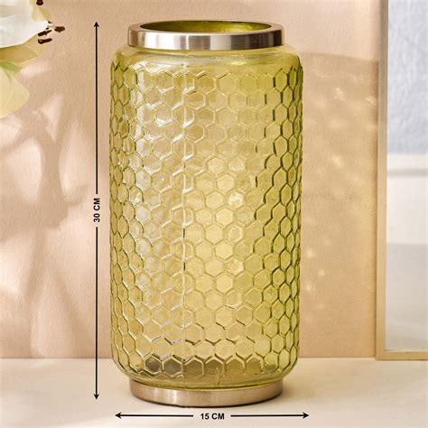 Buy Brian Glass Honeycomb Vase from Home Centre at just INR 1199.0