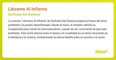 Significado de la canción LLÉVAME AL INFIERNO (Surfistas Del Sistema ...