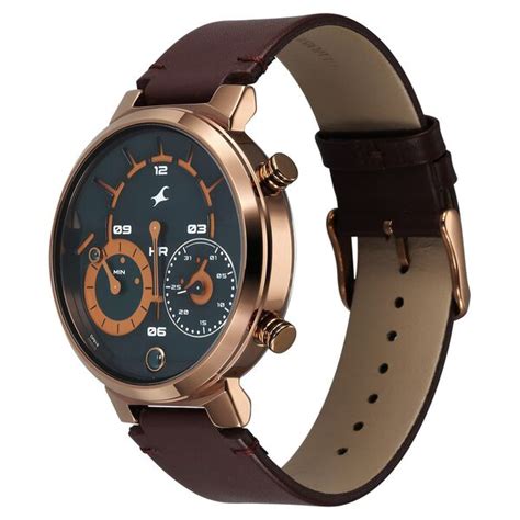 Buy Online Fastrack Gambit Micromotor Green Dial Brown Leather Strap ...