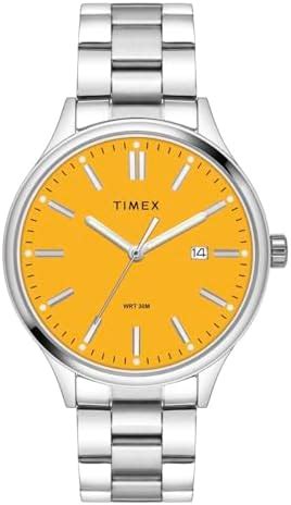 TIMEX Analog Watch for Man with Black Round Dial & Black Leather Strap ...