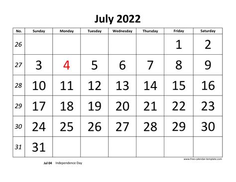 July 2022 Calendar Printable Pdf