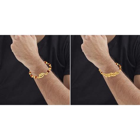 Mahi Combo of Om Mahadev Trishul Bracelets with Rudraksha for Men (CO1 ...