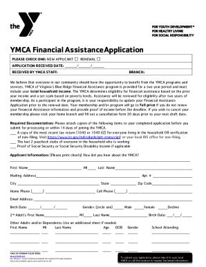 Fillable Online YMCA Financial Assistance Application - YMCA of ...