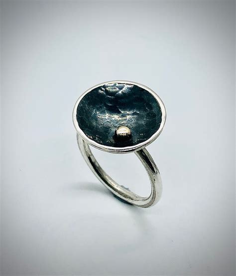 Moon Ring. Oxidised Moon Ring, Black and Gold Ring, Celestial Ring ...