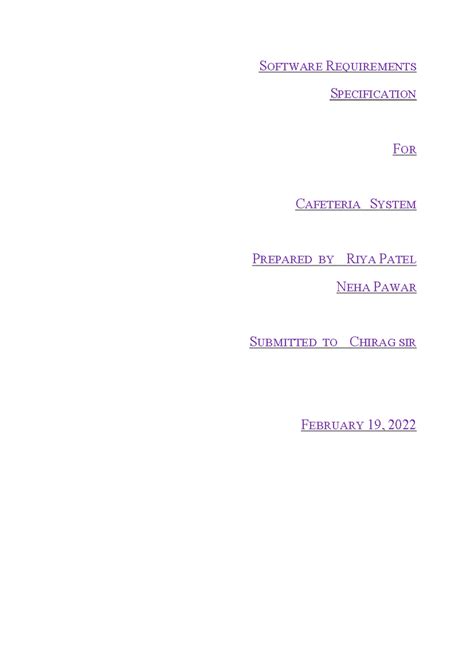 cafeteria srs-Software Requirement Specification - SOFTWARE ...
