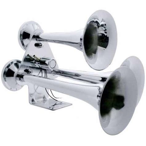 Chrome 3 Trumpet Train Horn Kit W/ Air Compressor & 5.5 Liter Air Tank ...