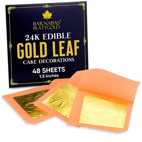 Amazon.com: Genuine Edible Gold Leaf - 48 Sheets - Barnabas Gold ...