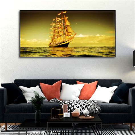 Beautiful Sunset Sailing Ship Wall Painting – Vibecrafts