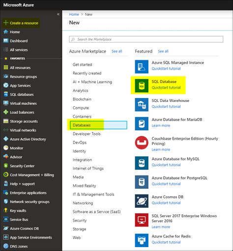 How Create Database in Azure Portal 的图像结果