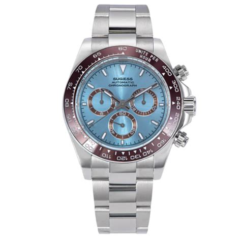 Sugess Automatic Chronograph 418-2 Ice Blue Dial Ceramic Bezel Profess ...
