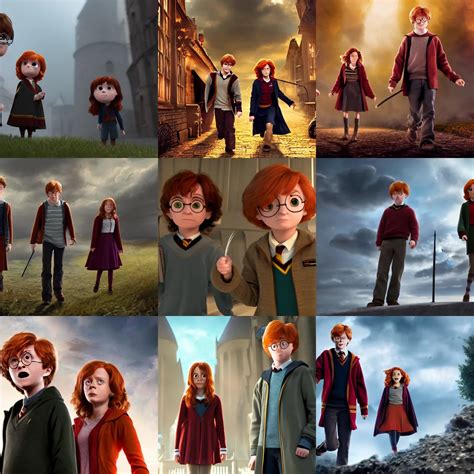 Harry Potter, Ron Weasley and Hermione Granger in | Stable Diffusion