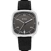 Titan Neo Curve Quartz Analog with Date Blue Dial Brown Leather Strap ...