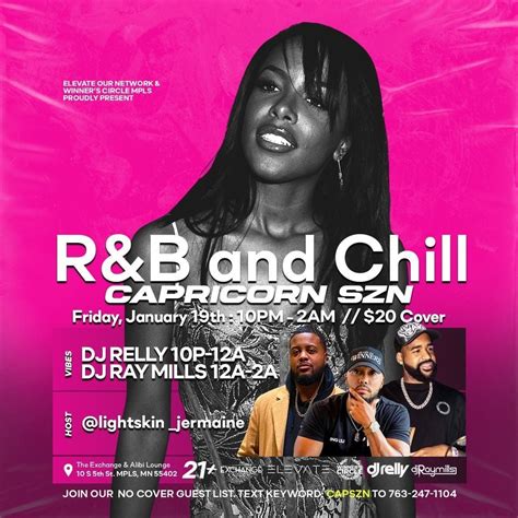 R&B and Chill: Capricorn Szn, The Exchange & Alibi Lounge, Minneapolis ...
