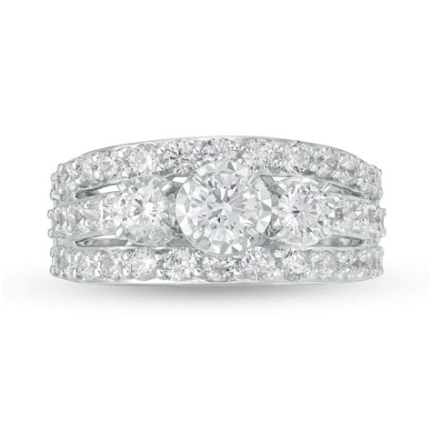 2 CT. T.W. Diamond Past Present Future® Multi-Row Engagement Ring in ...